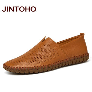JINTOHO Big Size Men Genuine Leather Shoes Fashion Slip On Shoes For Men Italian Leather Men Loafers Brand Men Shoes
