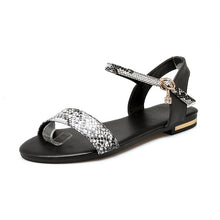 Load image into Gallery viewer, ASUMER Plus size 34-46 New genuine leather women sandals buckle strap summer flat sandals ladies Leopard casual shoes woman