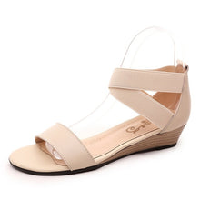 Load image into Gallery viewer, ASUMER Plus size 34-42 New 2019 genuine leather women sandals wedges low heel summer casual shoes black ladies fashion shoes