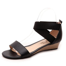 Load image into Gallery viewer, ASUMER Plus size 34-42 New 2019 genuine leather women sandals wedges low heel summer casual shoes black ladies fashion shoes