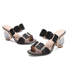 Load image into Gallery viewer, ASUMER 2019 fashion summer ladies slippers elegant comfortable Rhinestone prom wedding shoes women mules black big size 33-43