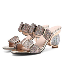 Load image into Gallery viewer, ASUMER 2019 fashion summer ladies slippers elegant comfortable Rhinestone prom wedding shoes women mules black big size 33-43