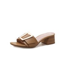 Load image into Gallery viewer, ASUMER 2019 New arrive high quality pu leather women sandals 4cm square heel buckle summer mules for women ladies dress shoes