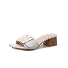 Load image into Gallery viewer, ASUMER 2019 New arrive high quality pu leather women sandals 4cm square heel buckle summer mules for women ladies dress shoes