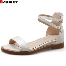 Load image into Gallery viewer, ASUMER 2019 summer new arrival shoes woman buckle casual comfortable sandals women zip wedges low heels genuine leather shoes