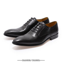 Load image into Gallery viewer, LUXURY BRAND OXFORDS MEN GENUINE LEATHER SHOES LACE UP OFFICE WORK WEDDING SHOES BROGUES FORMAL POINTED TOE OXFORDS BLACK SHOE