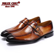 Load image into Gallery viewer, FELIX CHU - ELEGANT MEN CASUAL SHOES GENUINE COW LEATHER OFFICE BUSINESS BROWN BUCKLE STRAP FORMAL LOAFERS DRESS CASUAL SHOE MEN