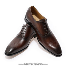 Load image into Gallery viewer, MEN GENUINE LEATHER OXFORD SHOES MEN BUCKLE STRAP OFFICE DRESS WEDDING SHOES BROWN BROGUE POINTED TOE OXFORD FORMAL SHOE SUMMER