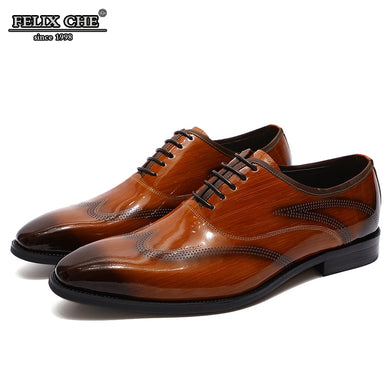 Handmade Men Genuine Leather Dress Shoes High Quality Italian Design Brown Black Color Hand-polished Pointed Toe Wedding Shoes