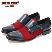 Load image into Gallery viewer, Luxury Brand Men Loafers Shoes Men Double Monk Strap Cap Toe Genuine Leather Suede Shoes Modern Wedding Dress Men Casual Shoes
