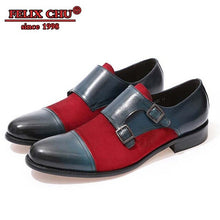 Load image into Gallery viewer, Luxury Brand Men Loafers Shoes Men Double Monk Strap Cap Toe Genuine Leather Suede Shoes Modern Wedding Dress Men Casual Shoes