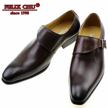 Load image into Gallery viewer, LUXURY BRAND CASUAL DESIGN GENUINE LEATHER BREATHABLE MEN'S BUCKLE MONK STRAP WEDDING SHOES PLAIN TOE OFFICE FLATS FORMAL SHOES
