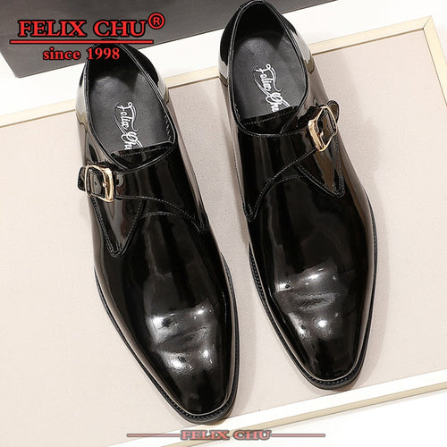 2019 Italian New Fashion Men Black Brown Shoe Men Genuine Leather Slip On Buckle Strap Man Formal Suit Footwear Formal Shoes Men